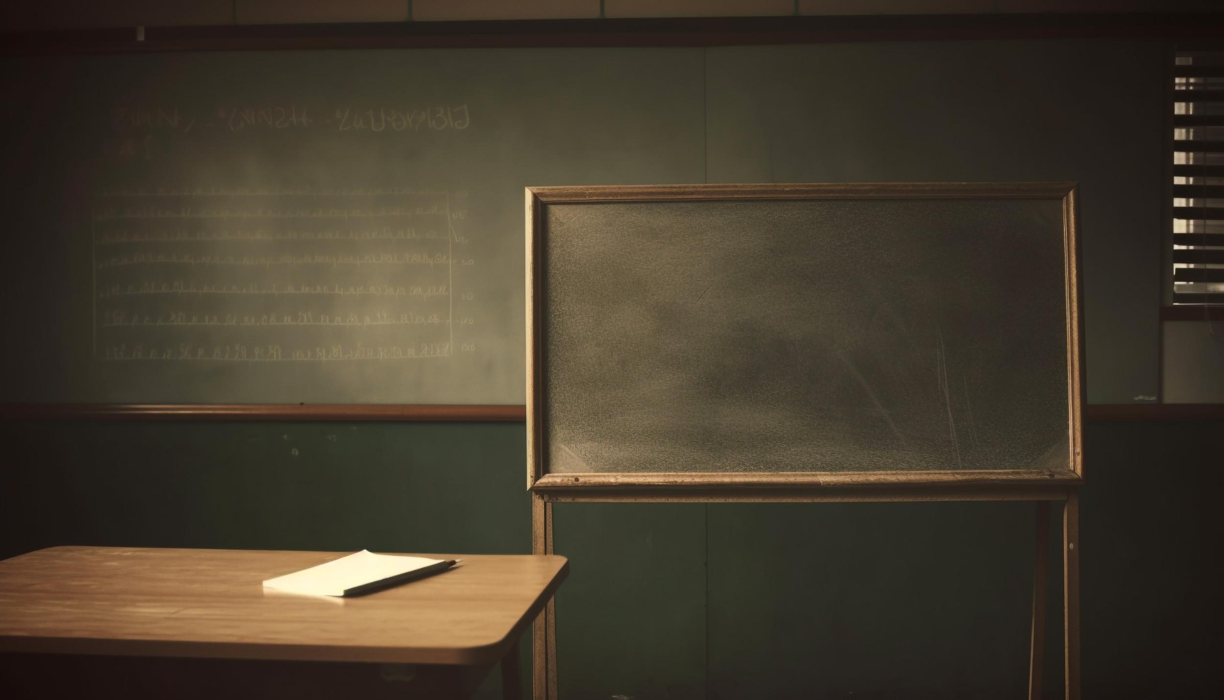 Back to school classroom learning on blackboard generated by AI